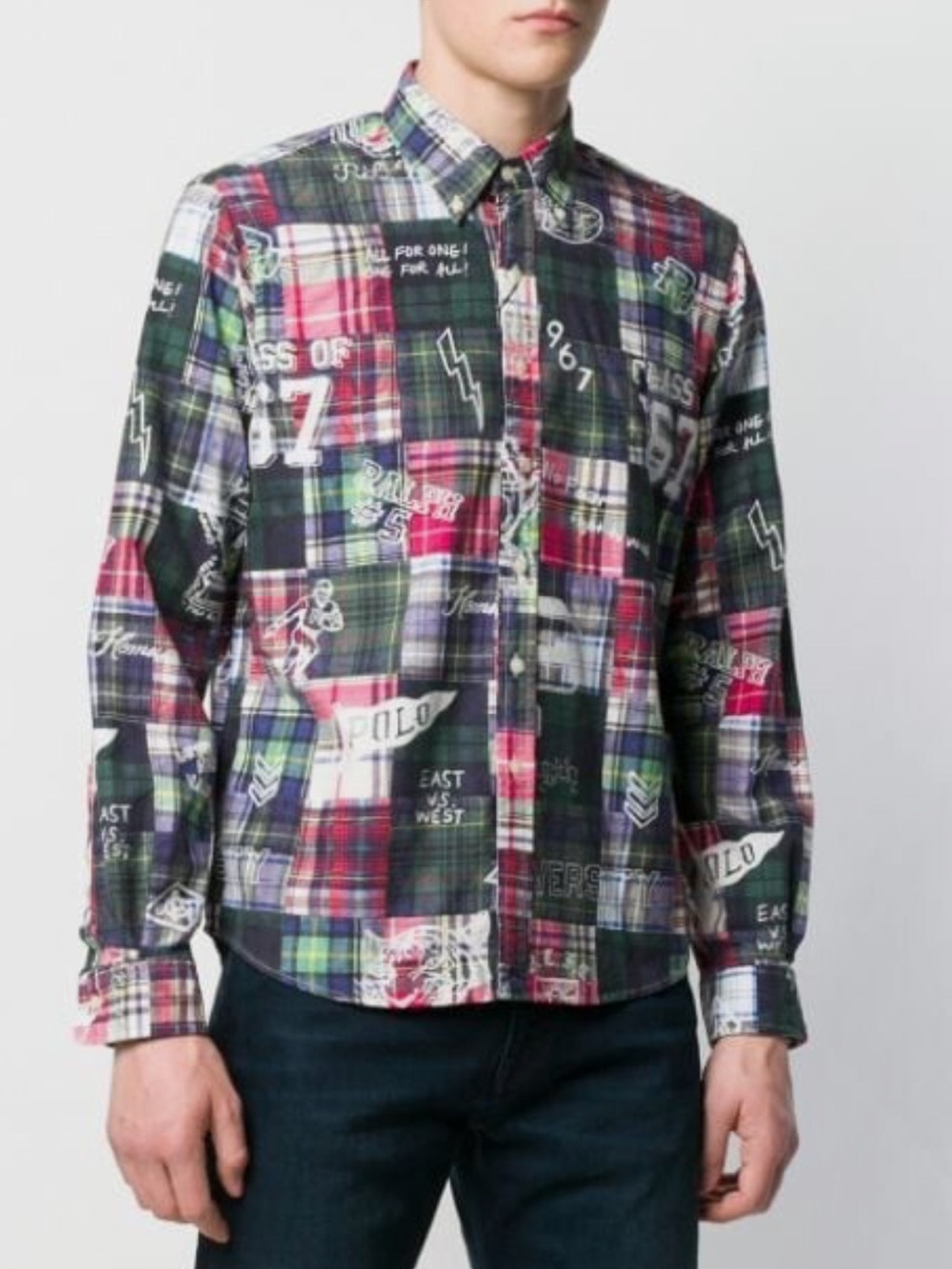 Ralph Lauren Multicolor Plaid Button-Down Shirt with Graphic Accents